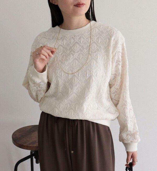 fredy emue「ストレッチレース2WAYプルオーバー」|Tシャツ・カットソー|オフホワイト