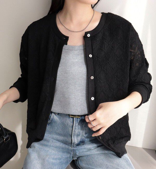 fredy emue「ストレッチレース2WAYプルオーバー」|Tシャツ・カットソー|ブラック