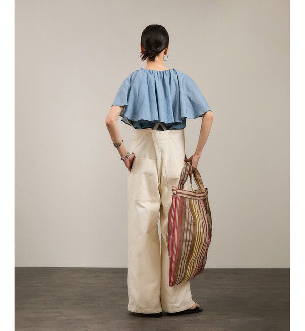 SALON adam et rope'「【WEB限定】デニムフリルカラーノースリーブブラウス」|シャツ・ブラウス|