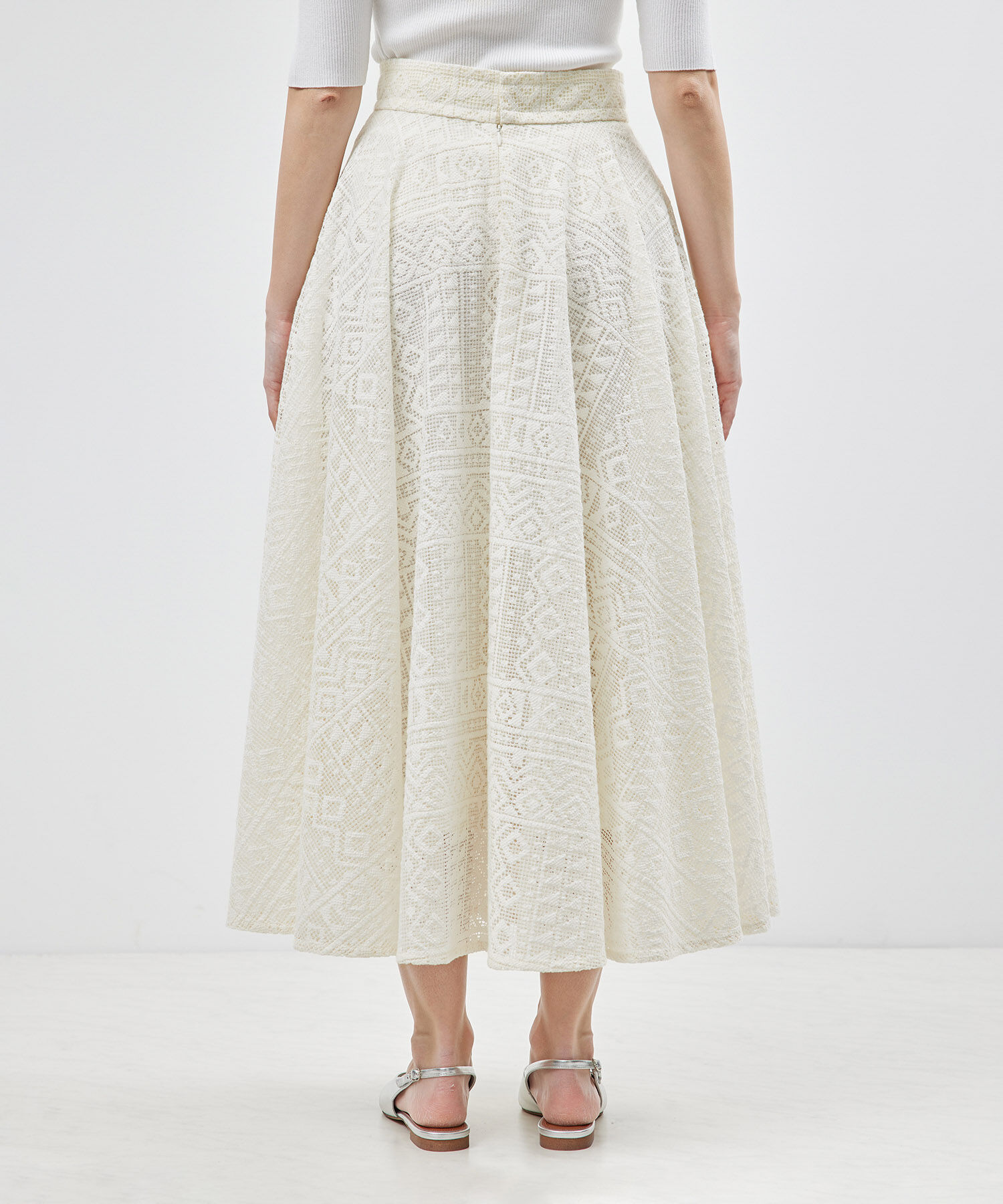 ROPE「ジオメトリックレースフレアスカート【セットアップ対応】【雑誌掲載】【メディア掲載】」|スカート|