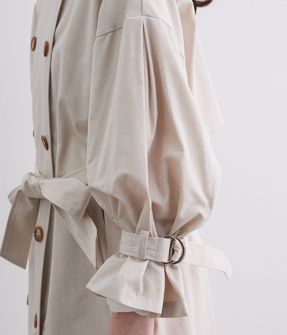 VIS「【撥水】【花粉ガード】ノーカラー袖ボリュームコート」|トレンチコート|