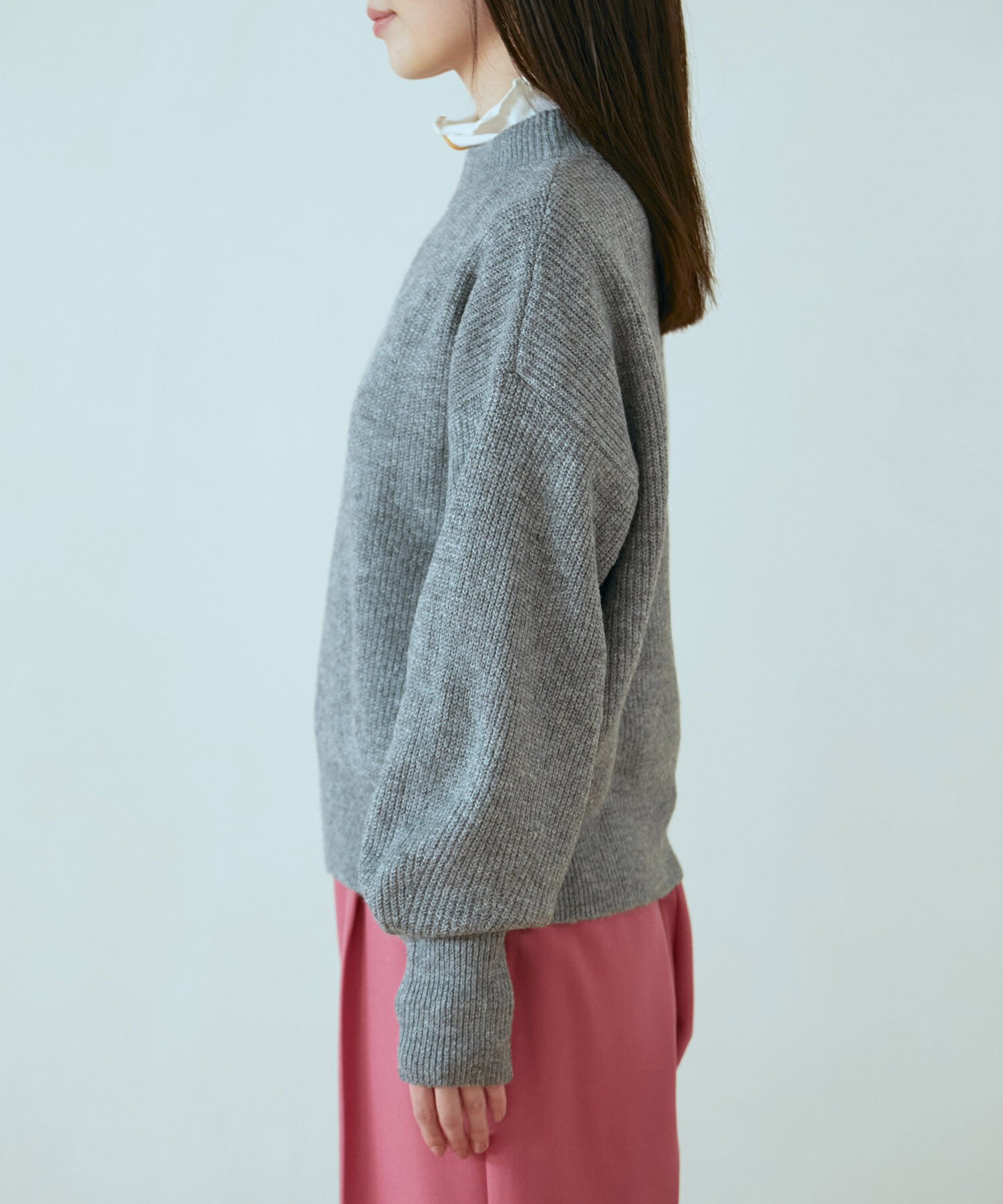 VIS「【洗える】ミドルゲージメランジ畦ハイネックニット」|ニット・セーター|