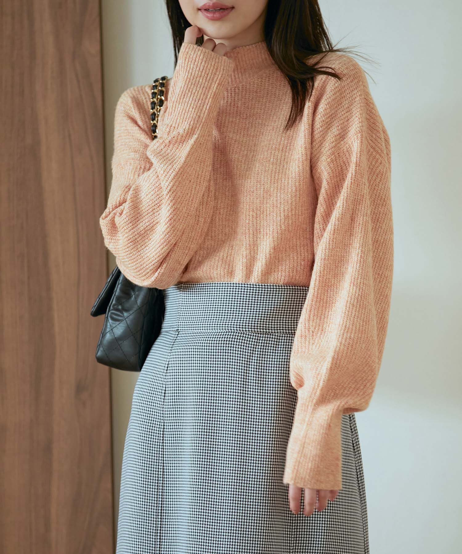 VIS「【洗える】ミドルゲージメランジ畦ハイネックニット」|ニット・セーター|