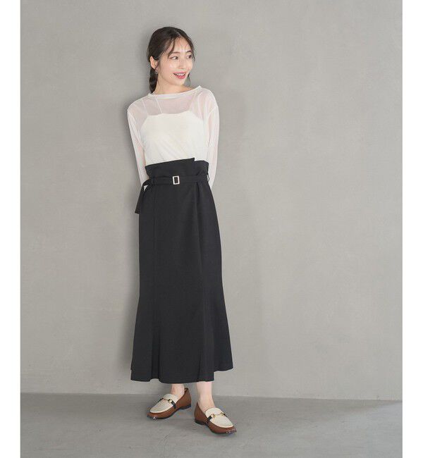 VIS「【防シワ】パウダリーツイルマーメイドスカート」|スカート|