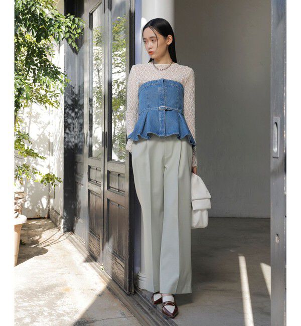 VIS「【洗える】デニムフレアベアトップ」|キャミソール|