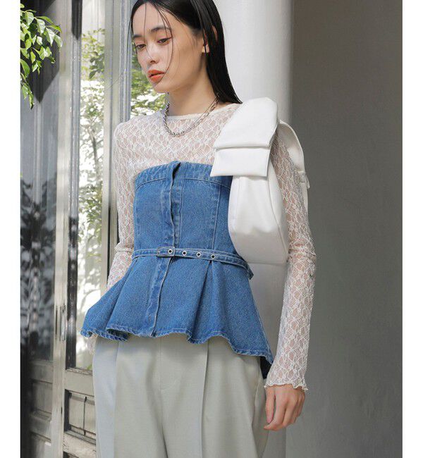 VIS「【洗える】デニムフレアベアトップ」|キャミソール|