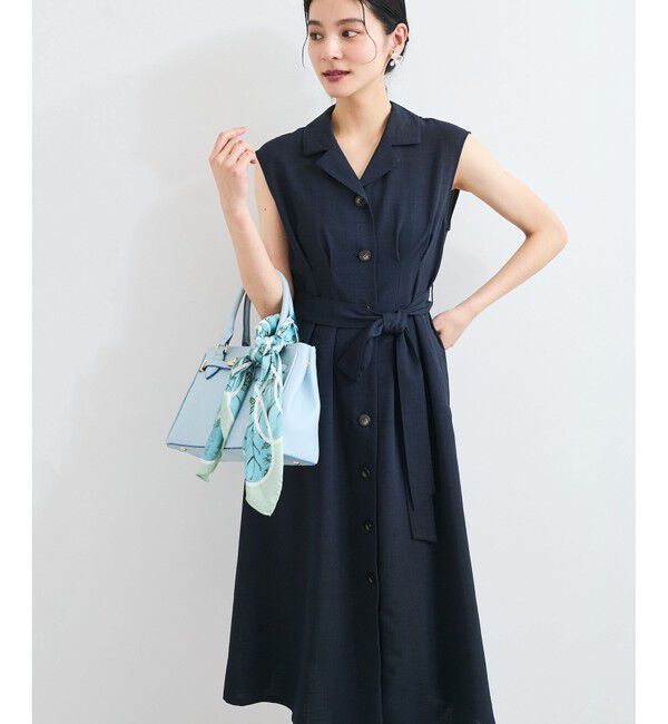 VIS「【美easy】リネンライクジレワンピース【接触冷感/洗える】」|ワンピース|