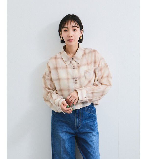 VIS「シアー＆チェックショート丈シャツ」|シャツ・ブラウス|