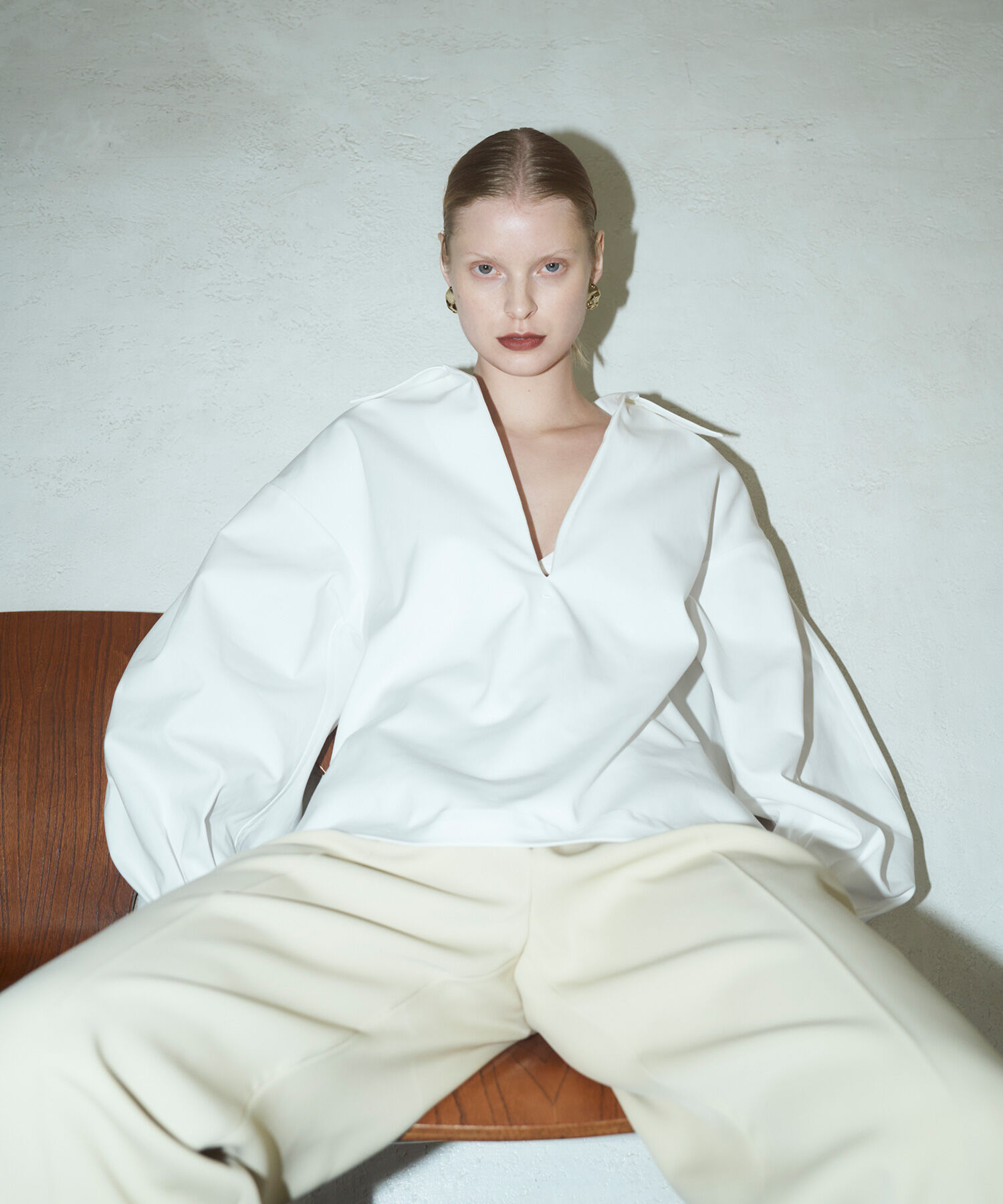 ADAM ET ROPE'「タックスリーブスキッパーシャツ」|シャツ・ブラウス|