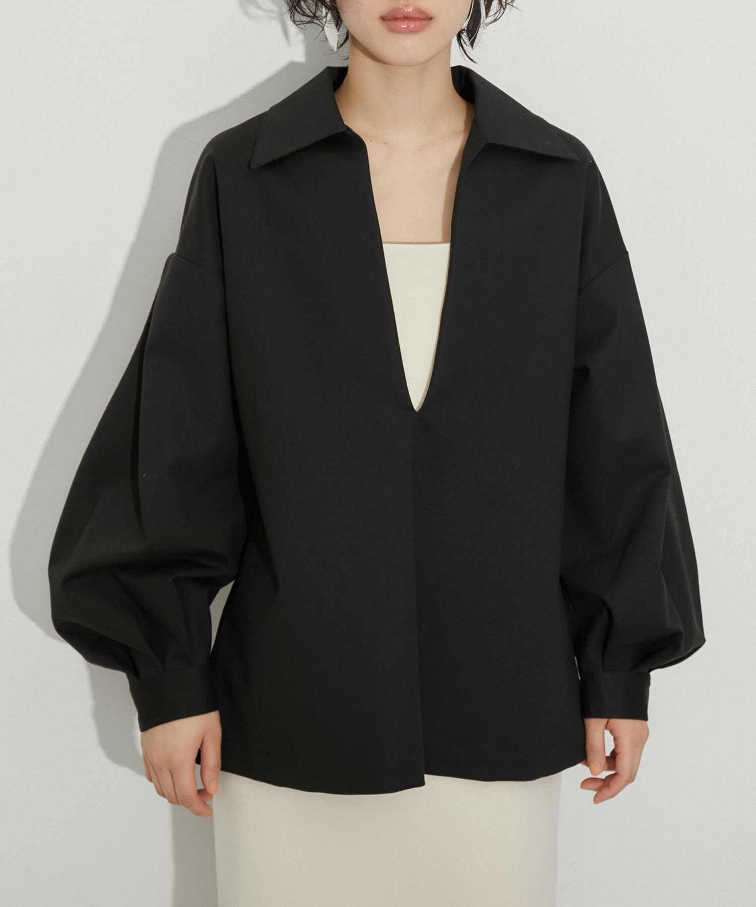 ADAM ET ROPE'「タックスリーブスキッパーシャツ」|シャツ・ブラウス|