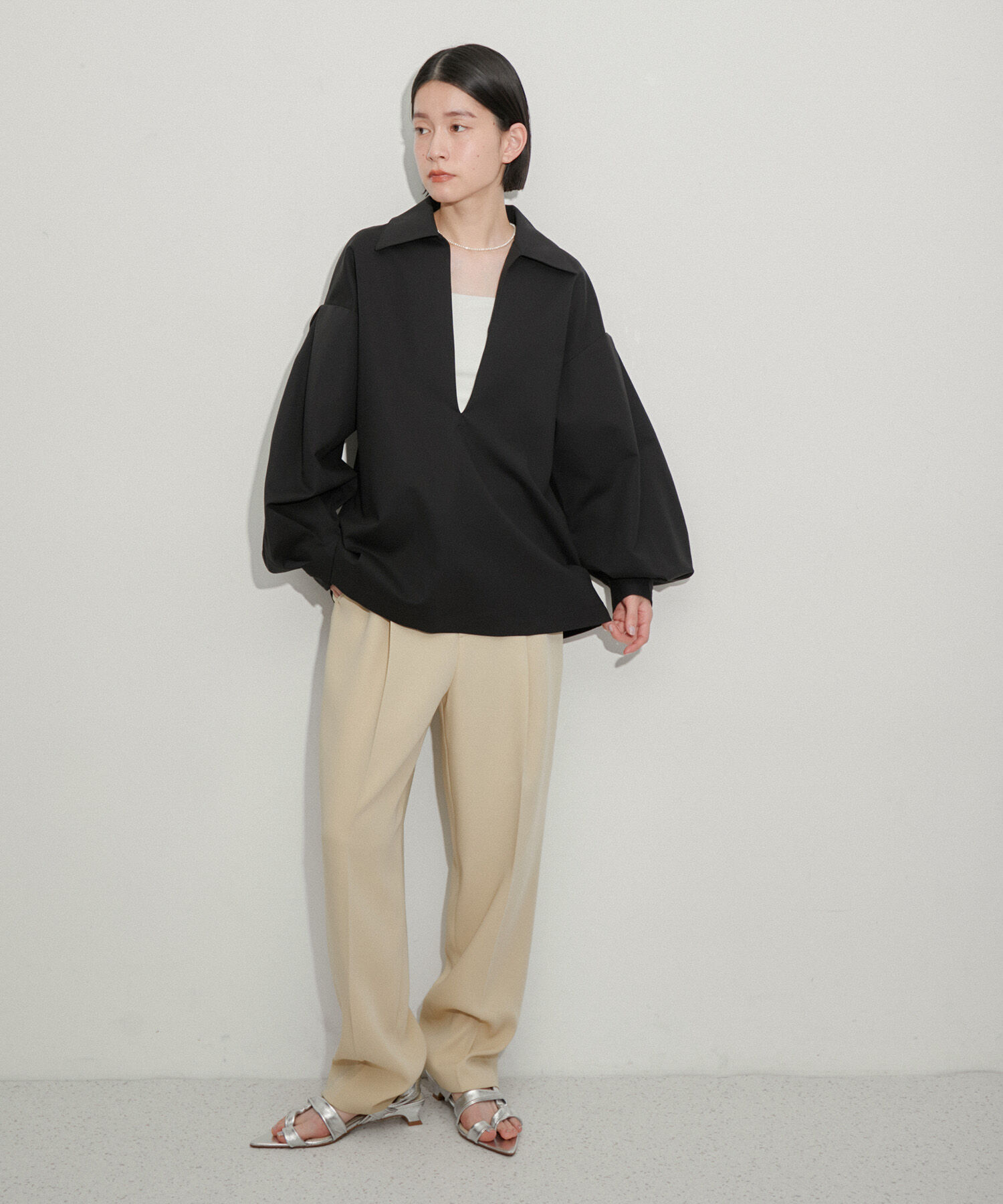 ADAM ET ROPE'「タックスリーブスキッパーシャツ」|シャツ・ブラウス|