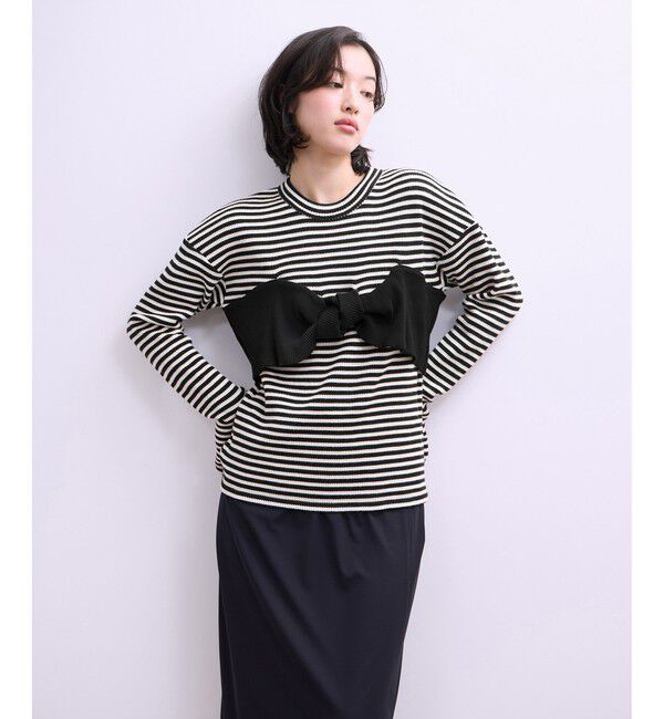 ADAM ET ROPE'「【WEB限定】ツイストビスチェドッキングプルオーバー」|Tシャツ・カットソー|ブラック系(02)