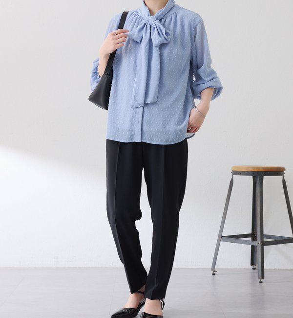  「楊柳ドットジャガードボウタイブラウス」|シャツ・ブラウス|