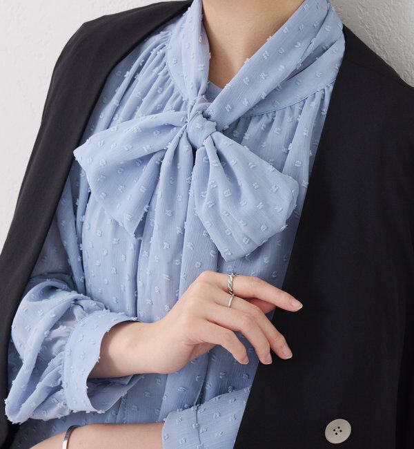  「楊柳ドットジャガードボウタイブラウス」|シャツ・ブラウス|