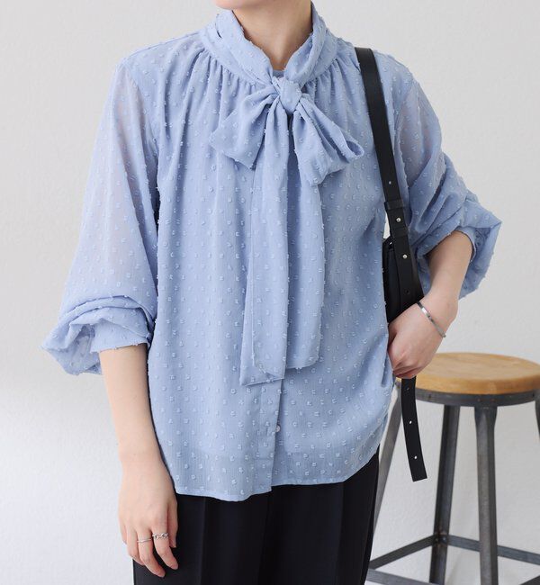  「楊柳ドットジャガードボウタイブラウス」|シャツ・ブラウス|