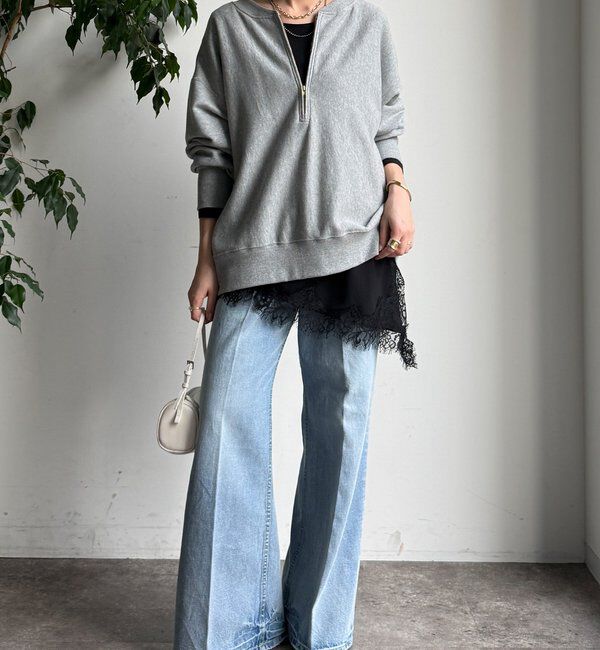  「ジョーゼットアシメレース切替ブラウス」|シャツ・ブラウス|