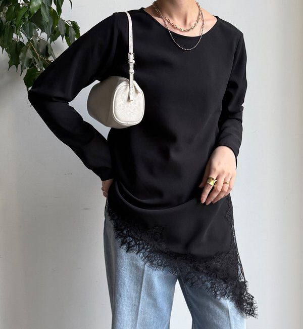  「ジョーゼットアシメレース切替ブラウス」|シャツ・ブラウス|