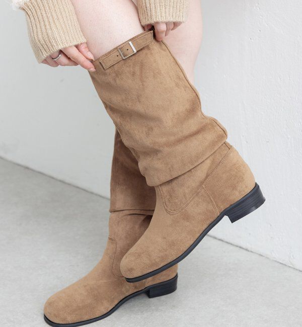  「【レザー&スエード/インソール】ルーズエンジニアブーツ」|ロングブーツ|