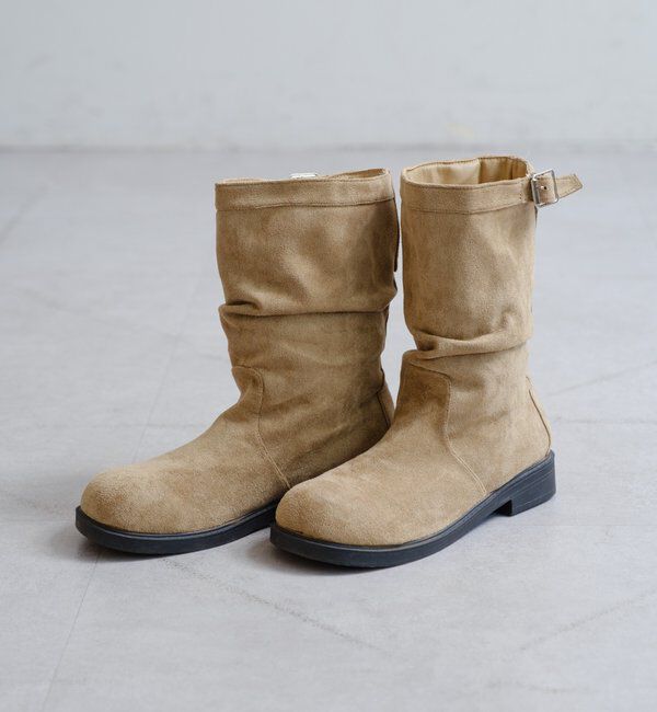  「【レザー&スエード/インソール】ルーズエンジニアブーツ」|ロングブーツ|