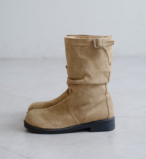  「【レザー&スエード/インソール】ルーズエンジニアブーツ」|ロングブーツ|