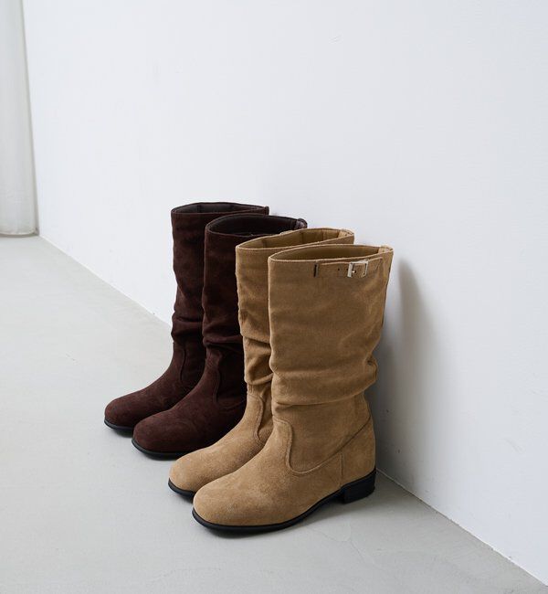  「【レザー&スエード/インソール】ルーズエンジニアブーツ」|ロングブーツ|
