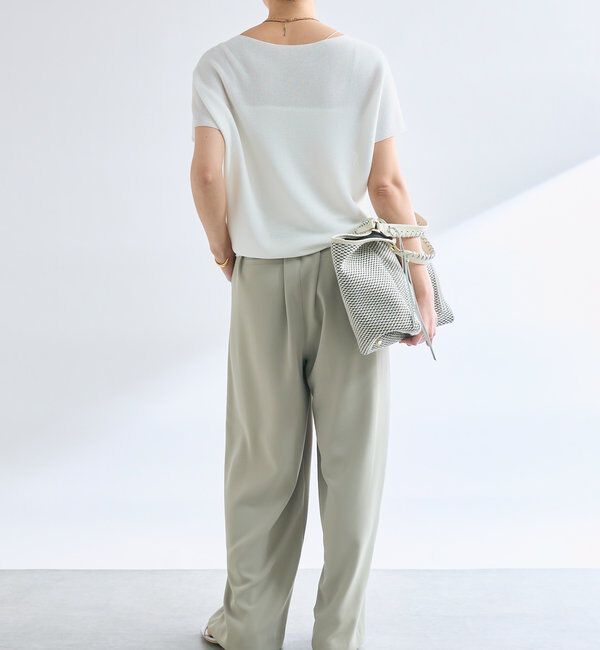  「【ウォッシャブル】【シーズンレスで使える】タックワイドスラックス」|チノ|