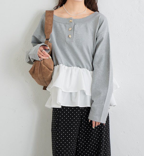  「ペプラムヘンリーニット」|ニット・セーター|