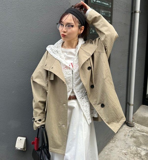  「スタンドカラーミドルトレンチ」|トレンチコート|