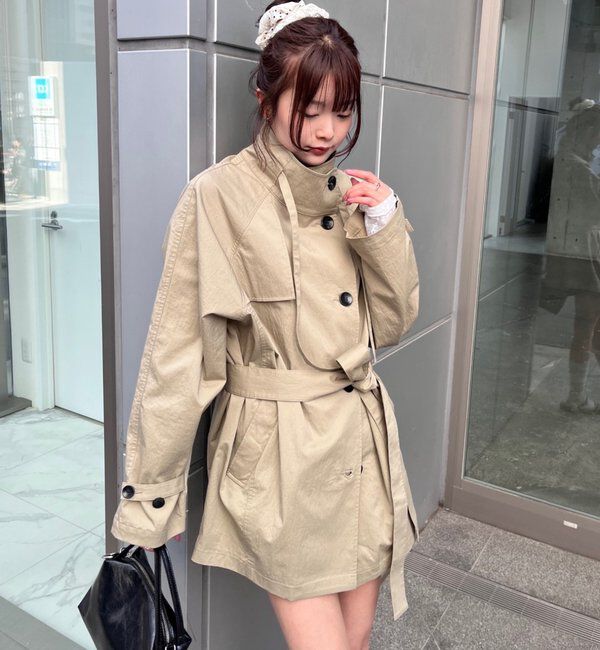  「スタンドカラーミドルトレンチ」|トレンチコート|