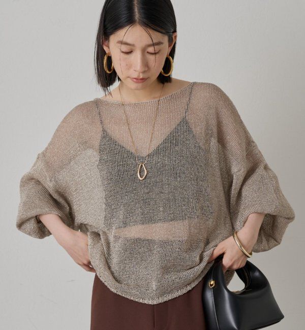  「ラメニットプルオーバー」|ニット・セーター|ベージュ
