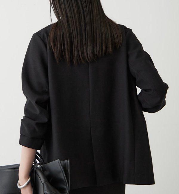  「麻調合繊ノーカラージャケット」|テーラードジャケット|