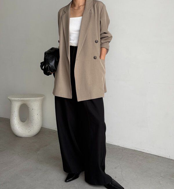  「【再販・サイズ展開あり・WEB限定カラー/グレージュ】Wテーラージャケット」|テーラードジャケット|