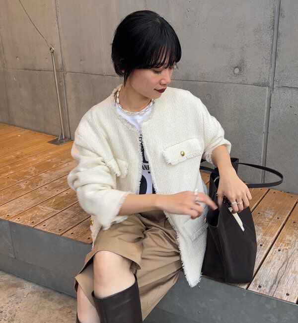  「【インフルエンサー＠akane_nagataコラボ】ツイードジャケット」|その他|オフホワイト