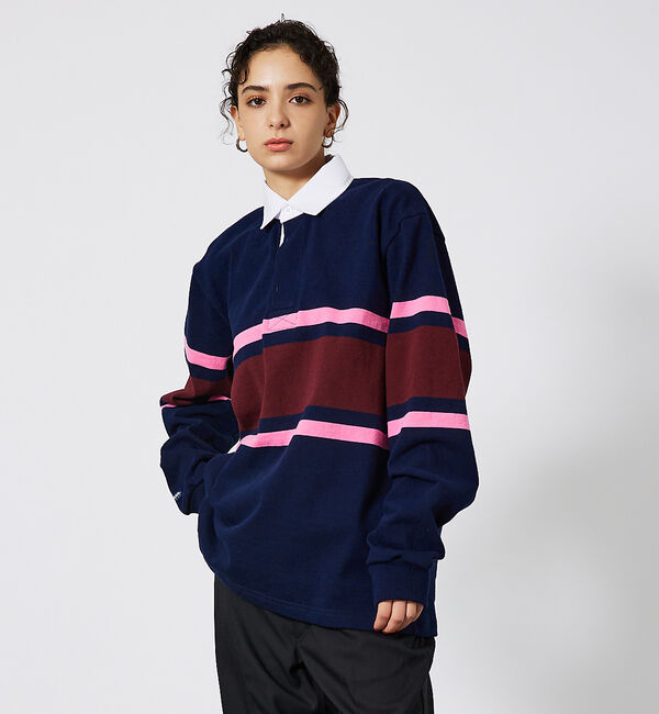 ABAHOUSE「【BARBARIAN / バーバリアン】 12oz ロングスリーブ パネルボーダ」|スウェット・ジャージ|ネイビー