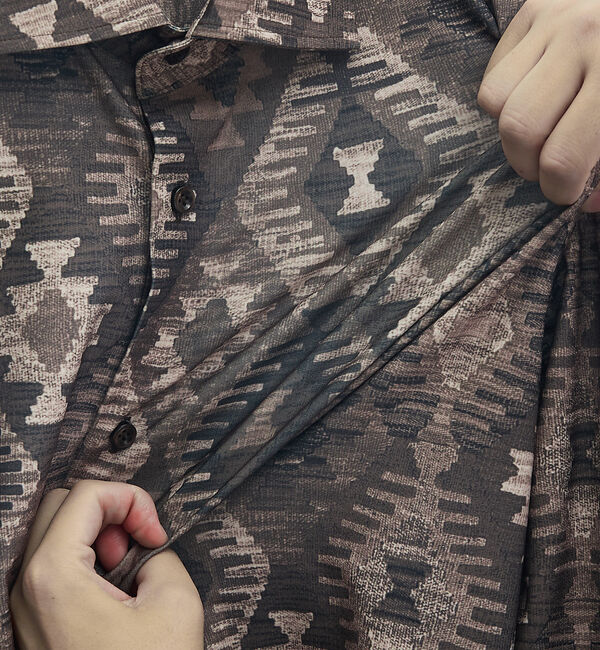 ABAHOUSE「360&deg;ストレッチ ゴブラン柄 ジャージーシャツ / 総柄シャツ」|シャツ・ブラウス|