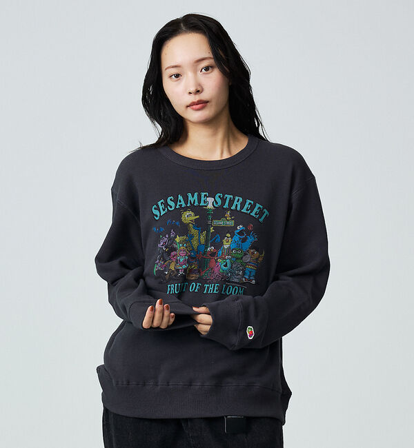 ABAHOUSE「【FRUIT OF THE LOOM】ロングスリーブ甘編み裏毛1/スウェット【W」|スウェット・ジャージ|ブラック