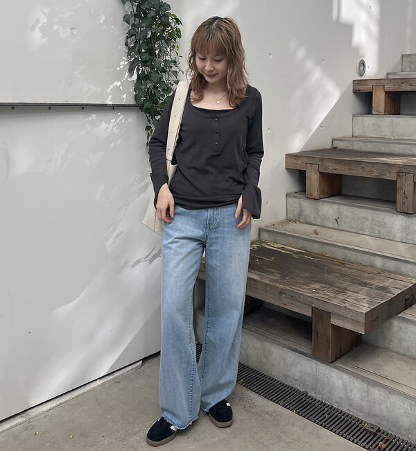 Rouge vif「【RED CARD/ レッドカード】別注Manoa  ワイドストレートイージーデ」|デニム|