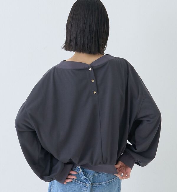 Rouge vif「ポリスパンパフスリーブイージーカットプルオーバー/吸水速乾」|Tシャツ・カットソー|チャコールグレー