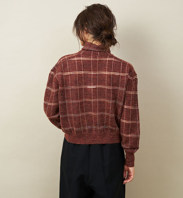 qualite「チェックモヘアニットプルオーバー」|ニット・セーター|