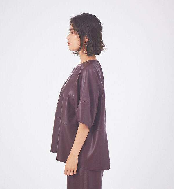 qualite「エコレザーブラウス」|シャツ・ブラウス|