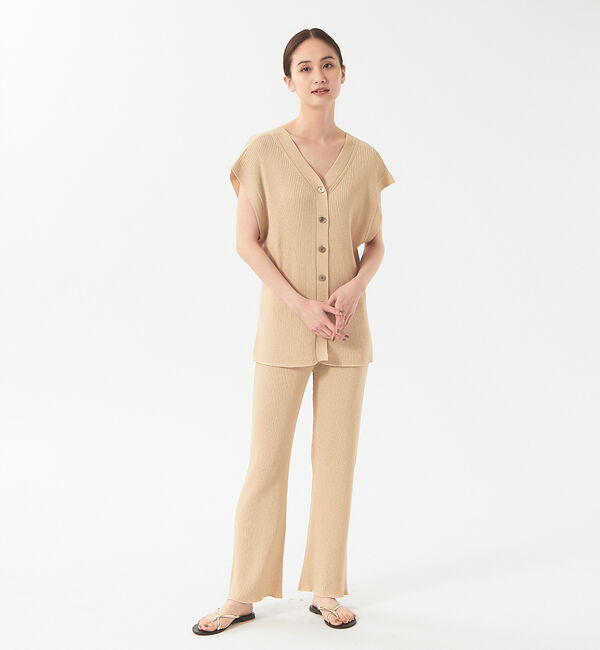 qualite「《セットアップ対応》リブニットスリットパンツ」|その他|