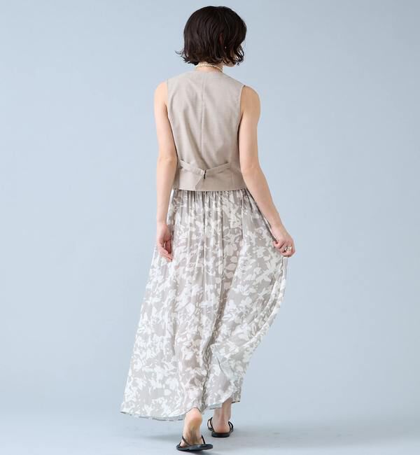 Liesse「強撚割繊フラワープリントギャザーロングスカート」|スカート|