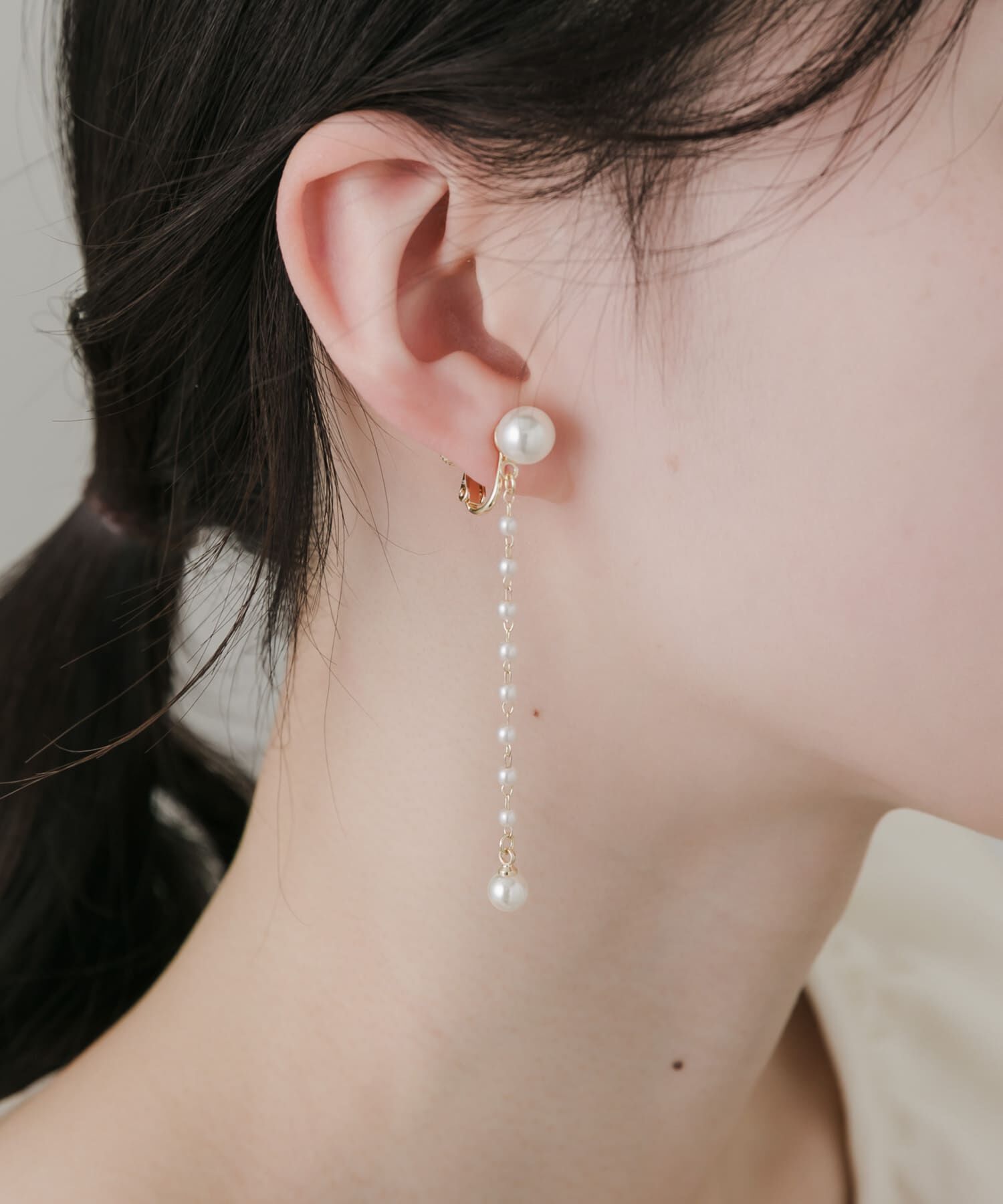 SMELLY「パールグラデーションチェーンイヤリング」|イヤリング|