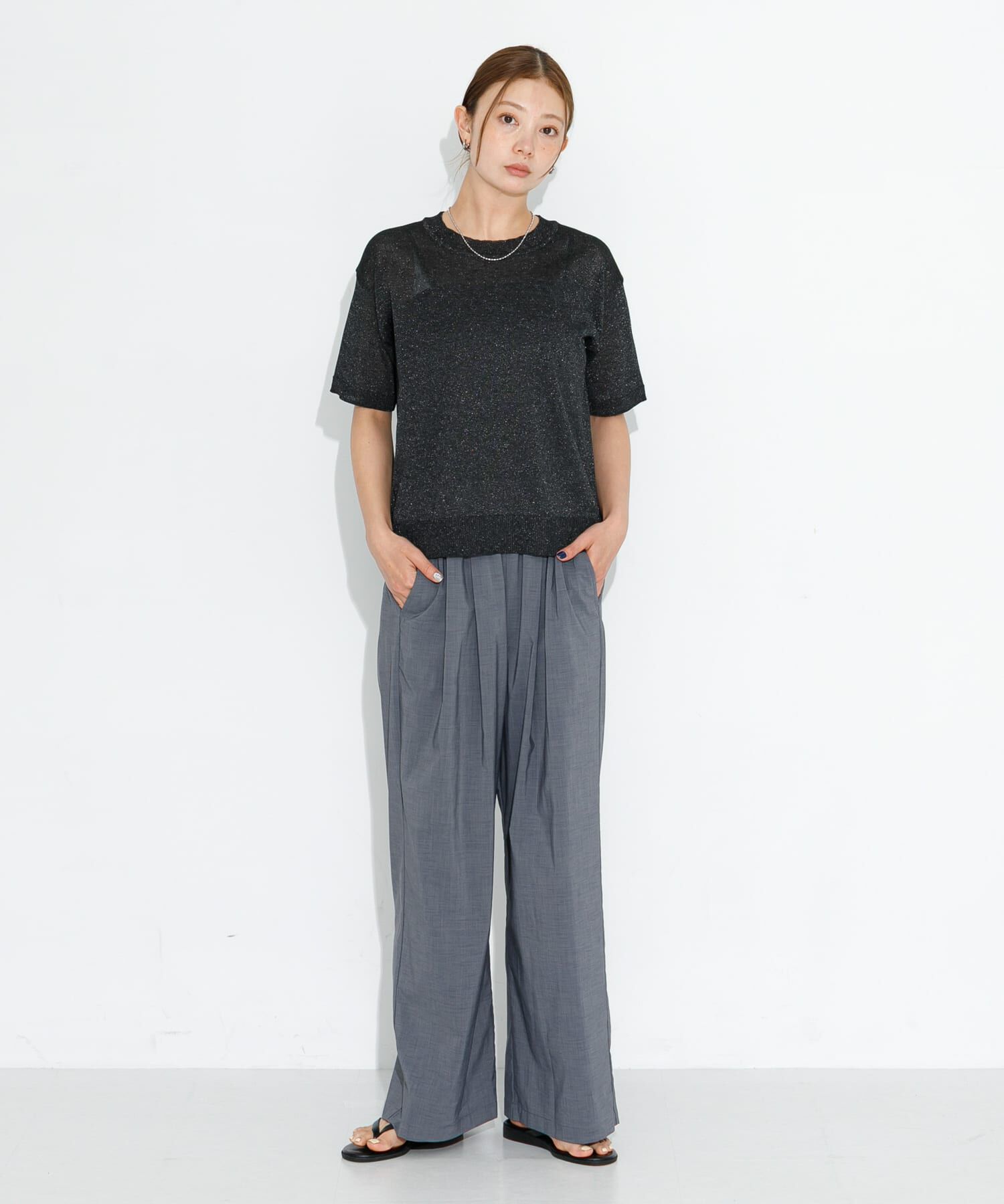 Sonny Label 「シアーラメニットTシャツ」|ニット・セーター|