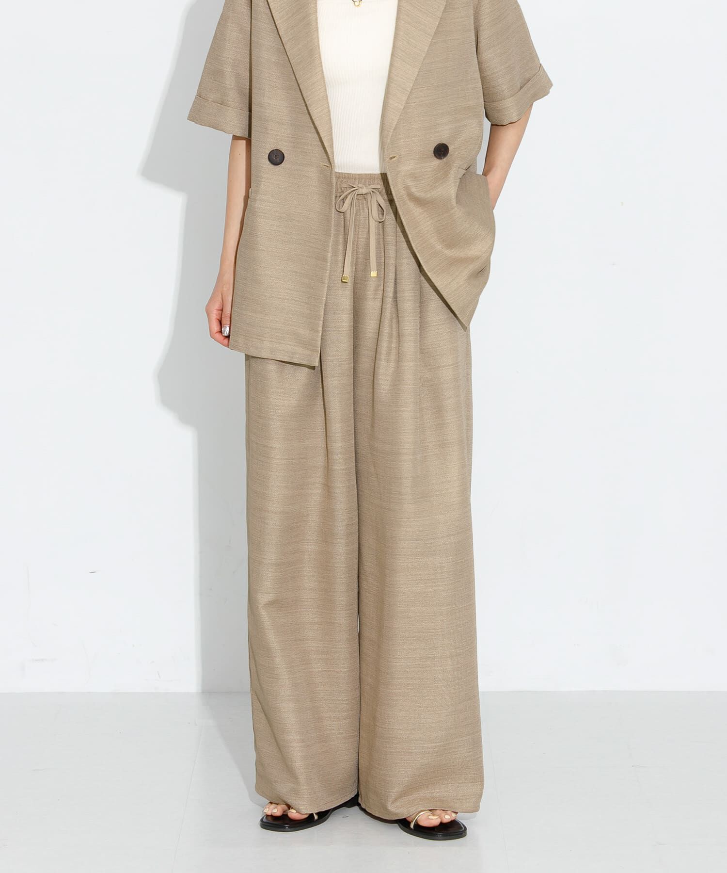 Sonny Label 「メッシュイージーワイドパンツ」|その他|ベージュ