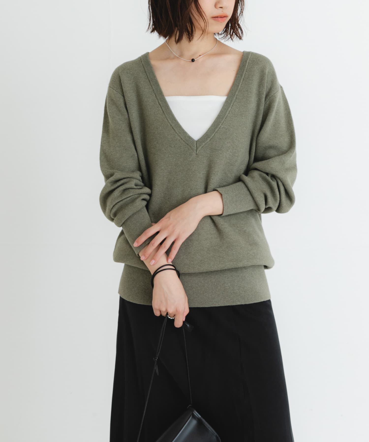 URBAN RESEARCH「new basic　カシミヤコットンVネックチュニックニット」|チュニック|