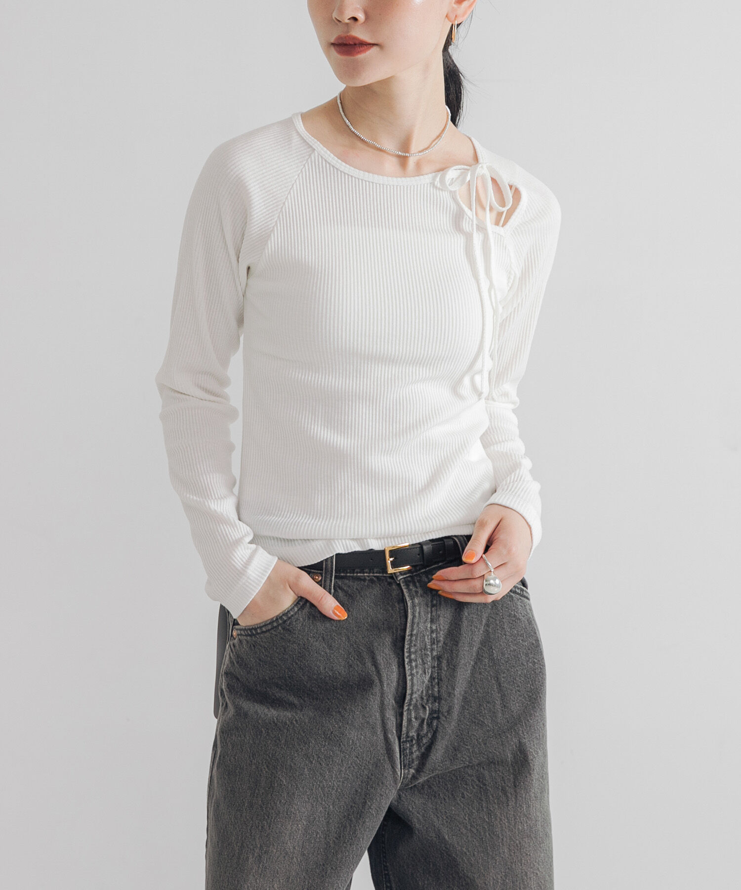 URBAN RESEARCH「カットアウトリブトップス」|Tシャツ・カットソー|