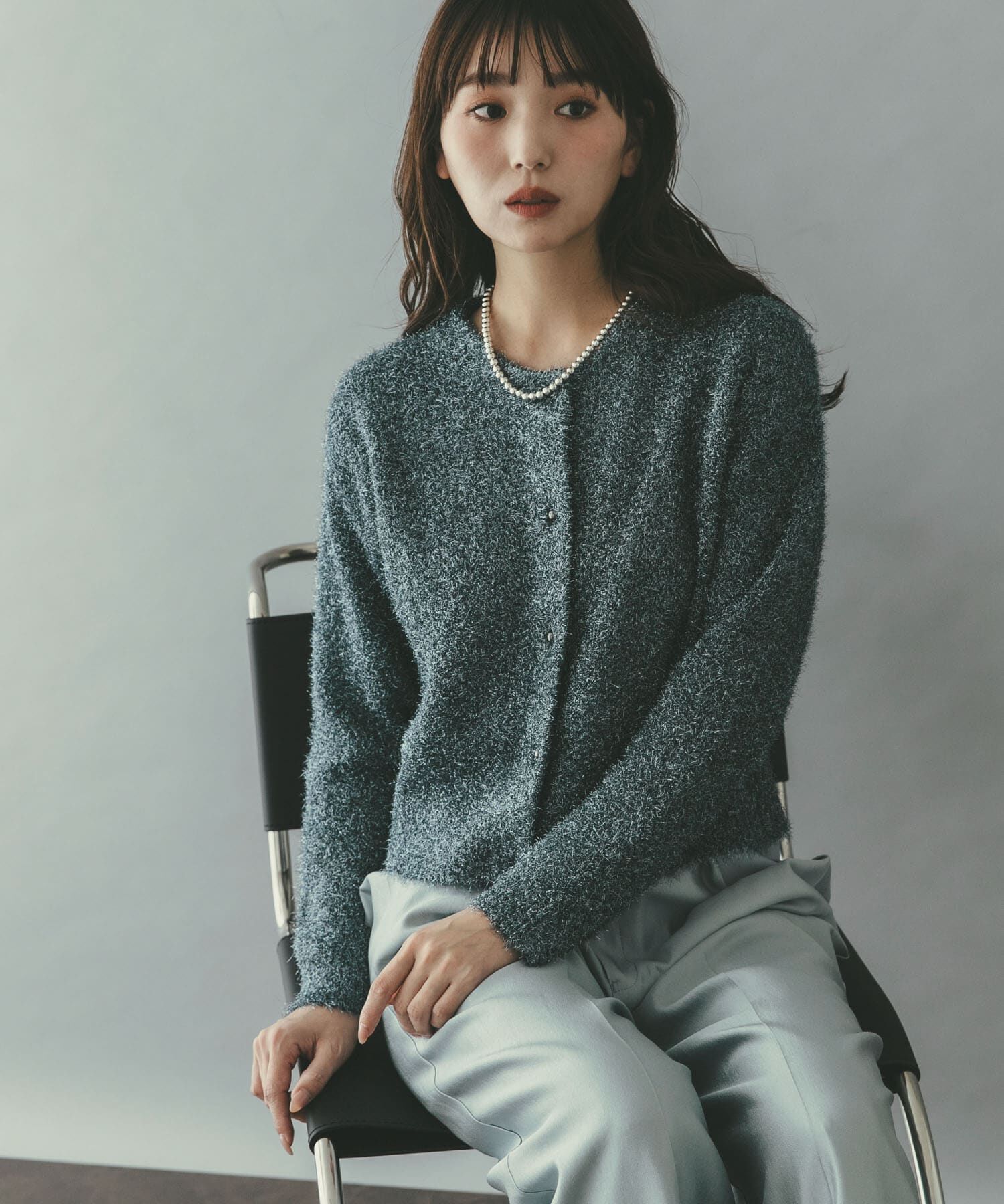 URBAN RESEARCH ROSSO「ラメシャギーカーディガン」|カーディガン|ブルー系その他