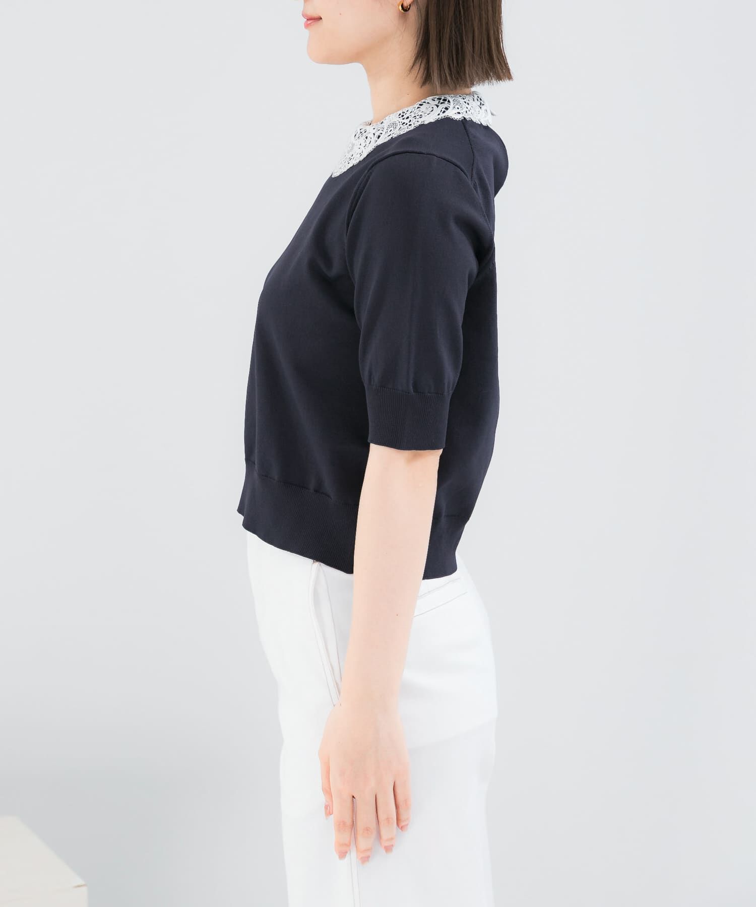 URBAN RESEARCH ROSSO「『WEB限定』2WAYレースカラーニット」|ニット・セーター|