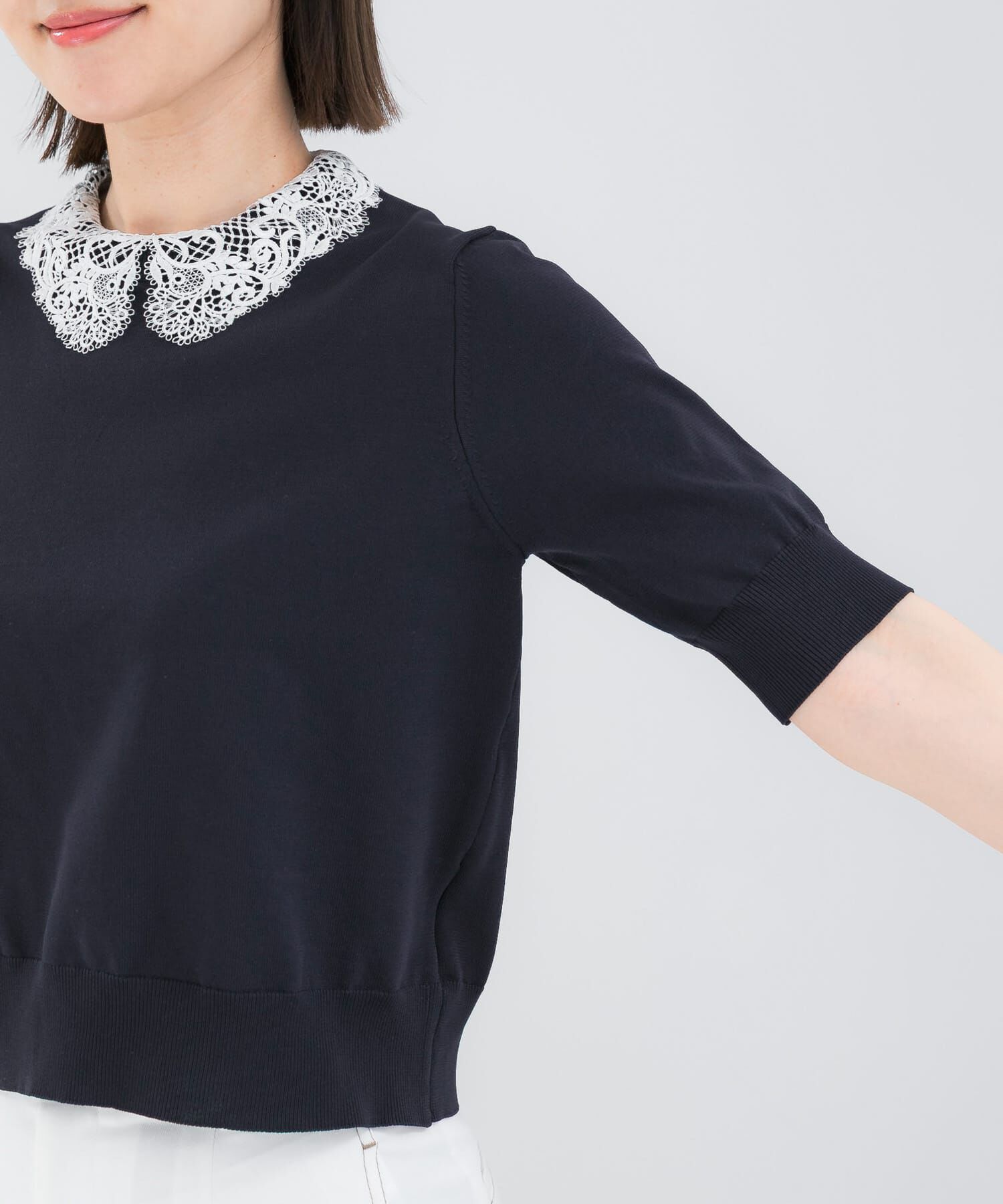 URBAN RESEARCH ROSSO「『WEB限定』2WAYレースカラーニット」|ニット・セーター|